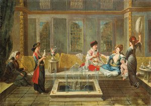 Interior armenio con un sultán y su favorita de Jean Baptiste Vanmour
