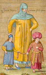 Mujer guiando a sus hijos, lámina de 