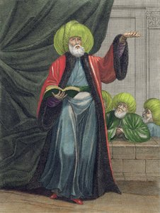 El Mufti, o Maestro de la Ley, lámina 20 de Recueil de Cent Estampes representant differentes Nations du Levant tirees sur les Tableaux Peints dapres Nature..., grabado por Scotin, Gerard Jean Bapt