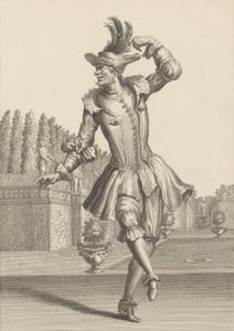 Du Moulin con atuendo campesino bailando en la ópera de Jean Berain