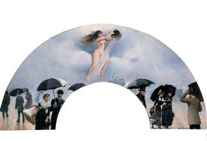 Una alegoría de la lluvia, pintada como abanico de Jean Beraud