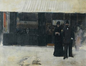 Pareja frente a una joyería (óleo sobre lienzo) de Jean Beraud