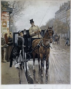Mujer elegante en un carruaje en París (ilustración de Jean Béraud) de Jean Beraud