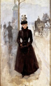 Parisina en el bulevar o mujer con manguito