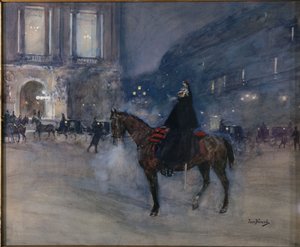 La fachada de la ópera en una noche de gala