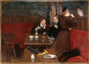 Tres figuras en un café, hacia 1890 (óleo sobre lienzo) de Jean Beraud