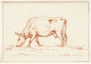 Vaca pastando, a la izquierda de Jean Bernard