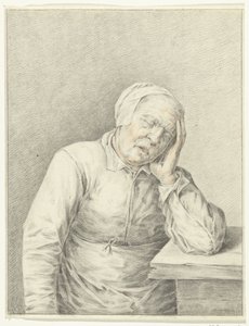 Anciana durmiendo cabeza en mano de Jean Bernard
