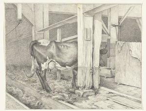 Vaca de pie en un establo, a la derecha. de Jean Bernard