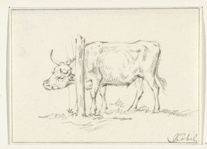 Vaca de pie, con la cabeza entre postes de Jean Bernard