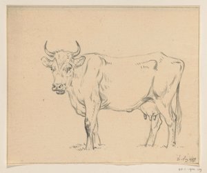 Vaca de pie, a la izquierda de Jean Bernard