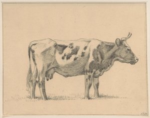 Vaca de pie, a la derecha de Jean Bernard