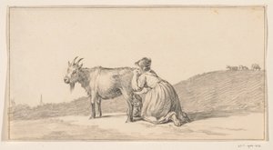 Mujer ordeñando una cabra de Jean Bernard