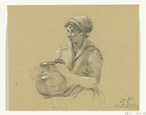 Chica sentada con un gran cántaro de Jean Bernard