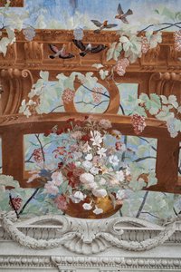Sarmientos, uvas, flores y pájaros, detalle de Jean Boulanger