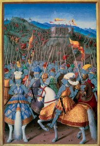 Guerras italianas: El rey Luis XII atacó Génova con sus tropas en 1507. Miniatura de 