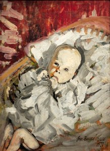 Niño en una cuna de Jean Brusselmans