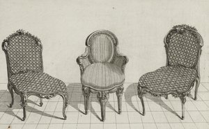 Chaise de Canne, Fauteuil en Cabriolet, Chaise de Canne, publicado a mediados de la década de 1770 de Jean Charles (after) Delafosse