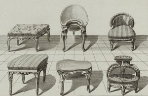 Taburetes, Bidets de Tocador, Escabel, publicado a mediados de la década de 1770