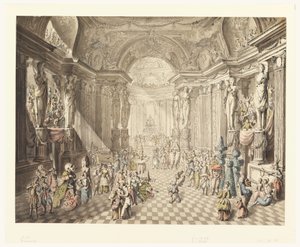 Dibujo, Vista del baile de máscaras, 1770-80 de Jean Charles Delafosse