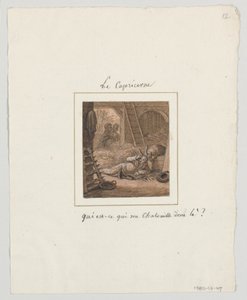 Diseño para un plato de porcelana pintado, Le Capricorne (Capricornio) del servicio le Zodiac Travesti (El zodiaco farsante)