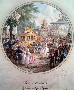 Entrada del rey Carlos X en Reims, mayo 1825. Grabado de Jean Charles Develly (1783-1849) de Jean Charles Develly