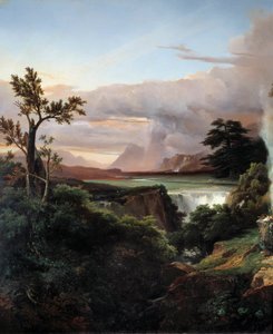 Paisaje con cascada de Jean Charles Joseph Rémond