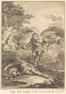 Reina, dijo él, triunfa, y sé en todo mi hijo de Jean Charles Levasseur after Hubert François Gravelot