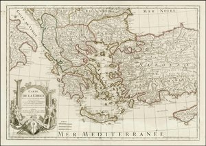 1780 mapa - Carte de la Grece Dressee sur un grand nombre de memoires anciens et nouveaux, Sur ceux de Mrs. Whele et Tournefort de Jean Claude Dezauche