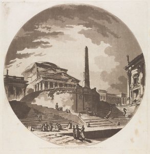 View of the Rotunda with Stairs on the Tiber de Jean Claude Richard de Saint Non