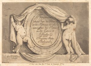 Página de título: Diseño ovalado de la Iglesia de San Michele de Bosco, Bolonia de Jean Claude Richard de Saint Non after Jean Honoré Fragonard after Carlo Cignani