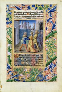 Judith siendo capturada por los asirios, del Libro de Horas de Luis de Orleans, 1490 de Jean Colombe