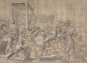 Amya solicitando a Fausto la custodia de San Mamas, ca. 1543 de Jean Cousin