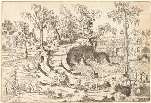 Putti jugando en un paisaje fantasioso de Jean Cousin the Younger