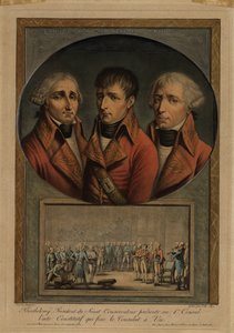 Los tres cónsules franceses: Jean-Jacques Régis de Cambacérès, Napoleón Bonaparte y Charles-François de Jean Duplessis Bertaux