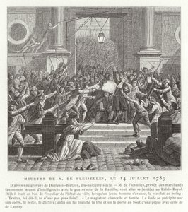 El asesinato de Jacques de Flesselles, Revolución Francesa, 14 de julio de 1789 de Jean Duplessis Bertaux