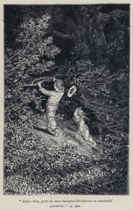 "Delante de ellos, crecían las moras más hermosas en cantidades maravillosas" (grabado) de Jean Edouard Dargent
