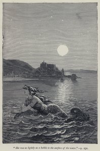 "Ella se elevó tan ligeramente como una burbuja a la superficie del agua" (grabado) de Jean Edouard Dargent