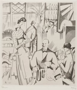 Cena en el Bistrot, 1923 de Jean Emile Laboureur
