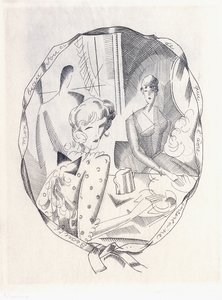 Ilustración de dos coquetas y un caballero, 1920