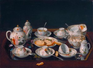 Alemán: Bodegón con tazas de café (Juego de té japonés) Bodegón: Juego de té de Jean Étienne Liotard
