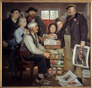 Escena de propaganda panadera. Un panadero intenta convencer a un viejo granjero de unirse al partido de Jean Eugene Buland