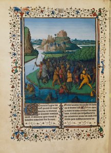 Batalla de los Macabeos contra Bacquides, miniatura Ms fr 247 folio 270 de Jean Fouquet