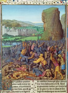 Ms Fr 247 fol.110 Victoria de los Israelitas sobre los Filisteos, ilustración de 