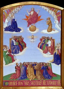 Pentecostés: la ascensión del Espíritu Santo. Miniatura tomada de "El Libro de Horas de Etienne Chevalier" por Jean Fouquet (1420-1477/1481) de Jean Fouquet