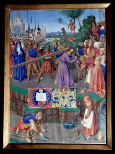 Portage de croix Miniatura tomada del "Libro de Horas de Etienne Chevalier" por Jean Fouquet (1420-1477/1481) de Jean Fouquet