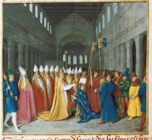 Coronación de Carlomagno, hacia 1460 (miniatura)