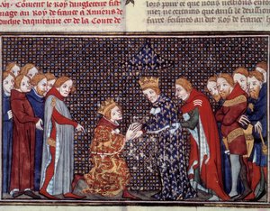 El tributo del Rey Eduardo III de Inglaterra a Felipe VI de Valois, Rey de Francia, en 1330 de Jean Fouquet