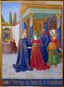 Visitación. Encuentro entre la Virgen María y Santa Isabel. Miniatura en 