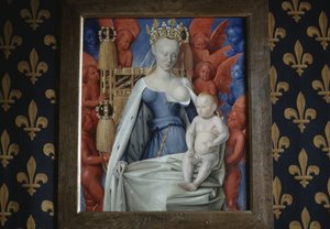 Vista del cuadro Madonna rodeada de serafines y querubines en el castillo de Loches, Francia (foto) de Jean Fouquet